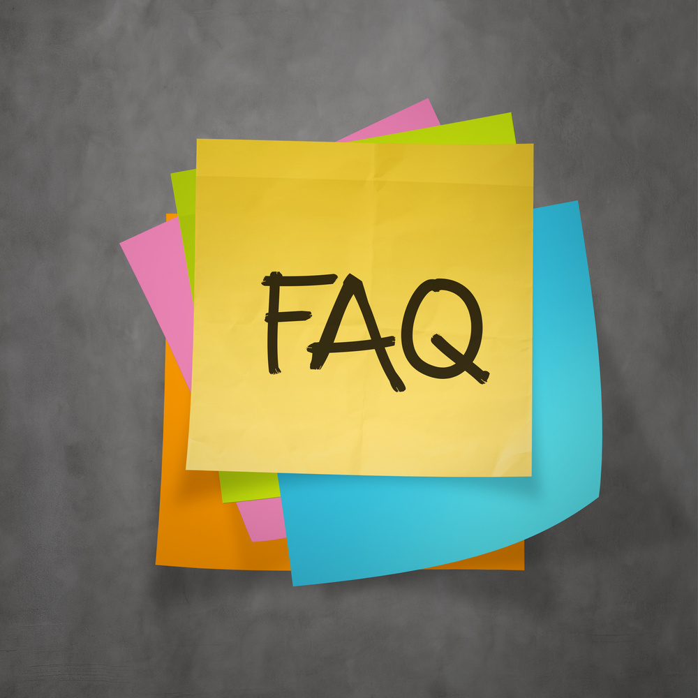 'faq' text on sticky note paper